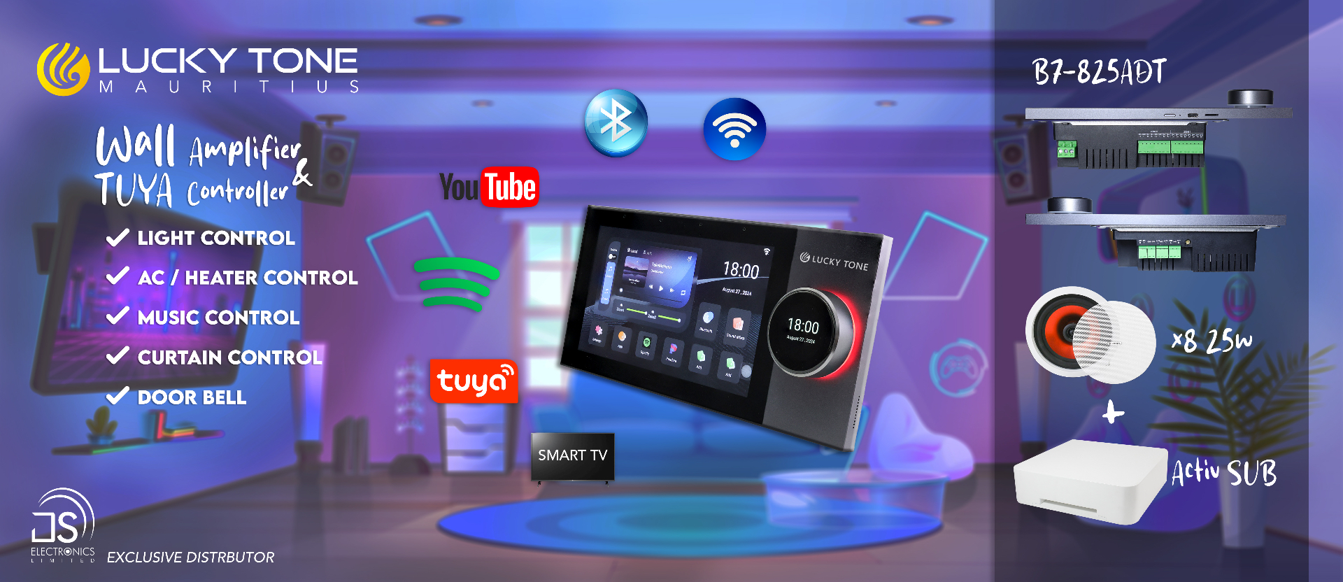 B7-825ADT Wall Amplifier & TUYA Controller